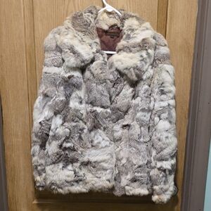 Elegant Faux Fur Teddy Jacket - Cream and Gray